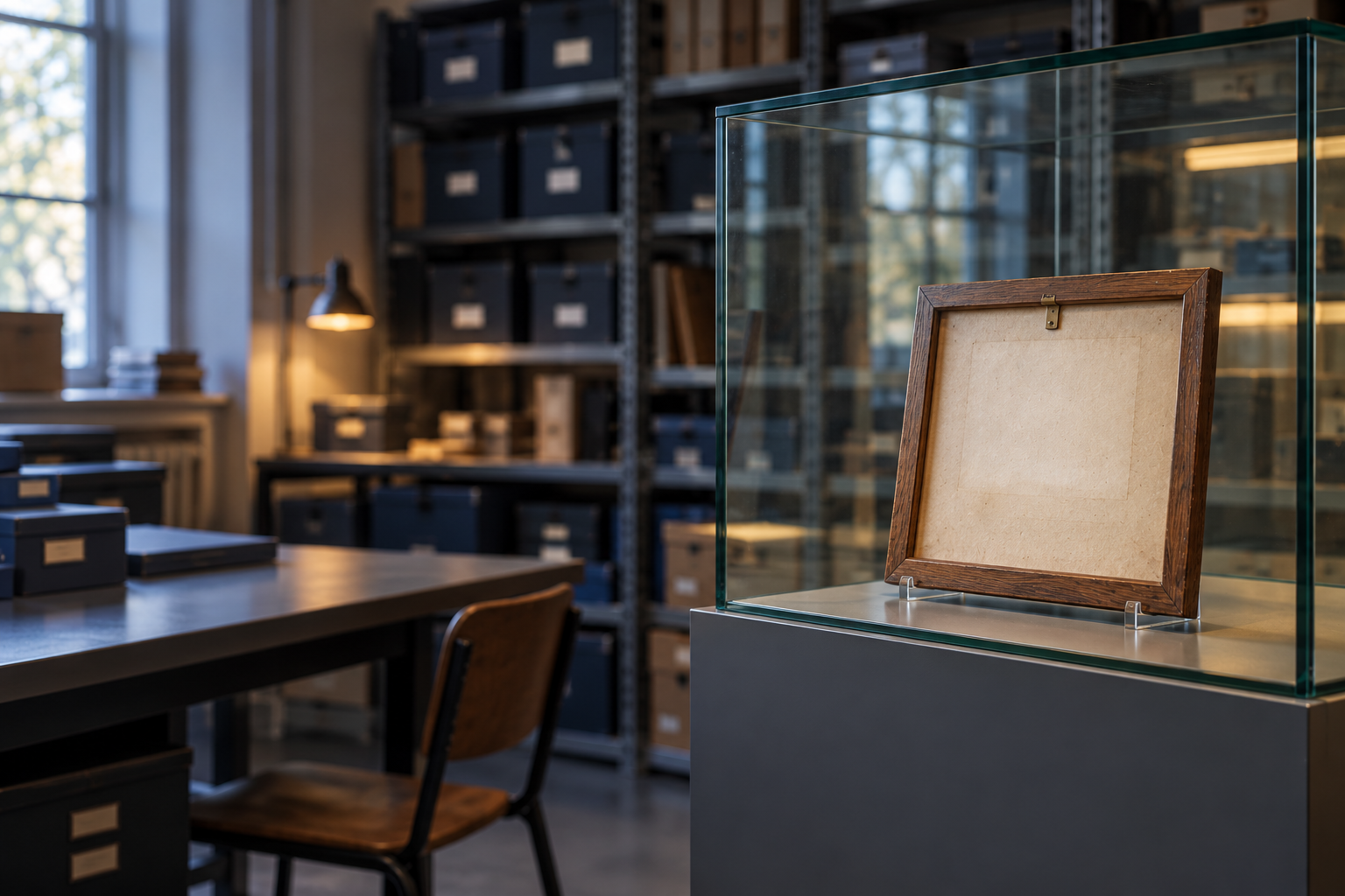 Het lege lijstje in de vitrine van De Overkant