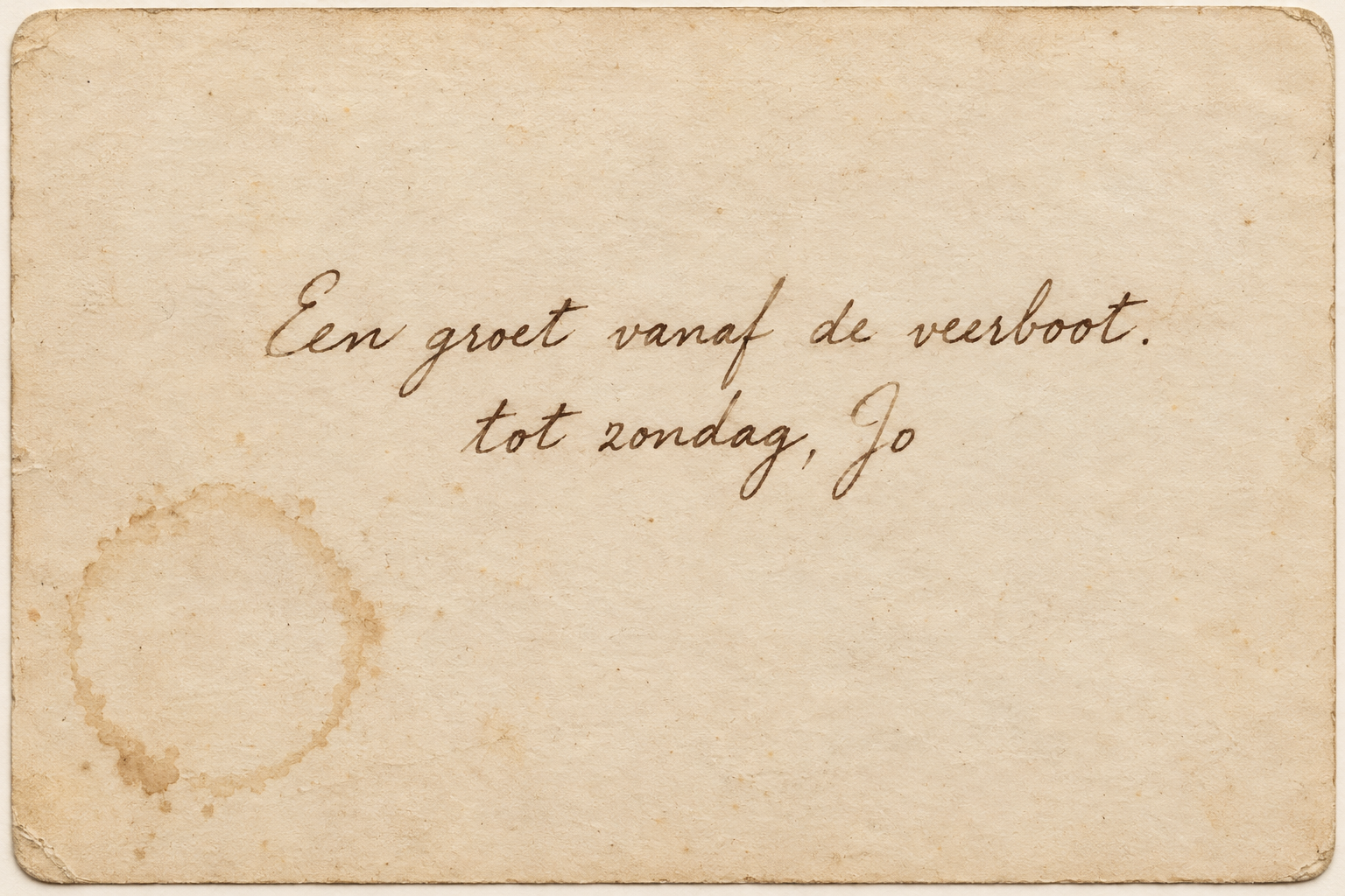 Achterzijde van het origineel met handschrift en watervlek